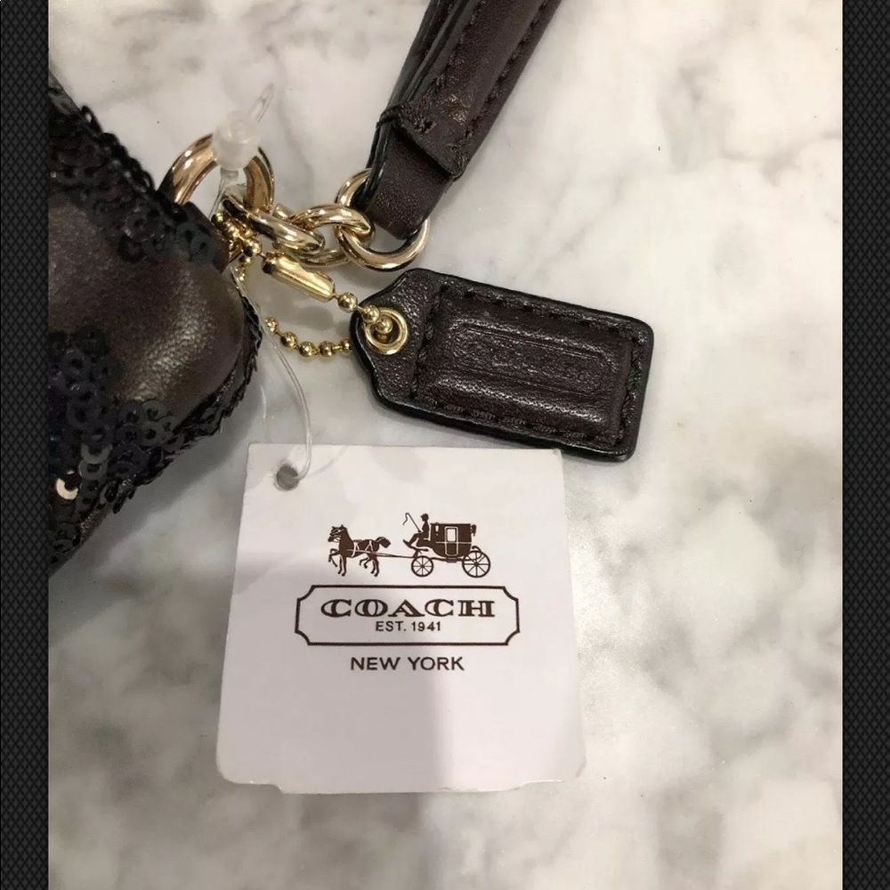 Coach Madison Leather Sequin Ocelot Zip Clutch - Picture 7 of 8